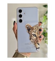 Samsung Galaxy S24 Fe Uyumlu Leopar Desenli Şeffaf Telefon Kılıfı