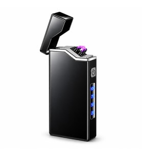 Valkyrie X9 USB Şarjlı Elektronik Ark Çakmak Pil Göstergeli Alevsiz Rüzgara Dayanıklı Siyah