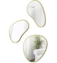 Hubba Pebble Duvar Montaj Aynaları, 3'lü Set, Pirinç