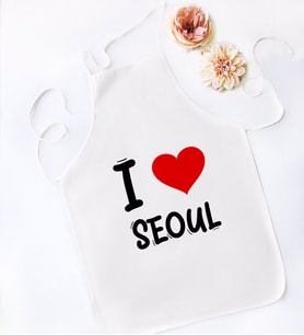 BK Gift I Love Seoul Tasarımlı Beyaz Mutfak Önlüğü - Model 1