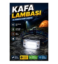 Kafa Lambası El Fenerli USB Şarjlı LED Kamp Lambası Esnek Mıknatıslı