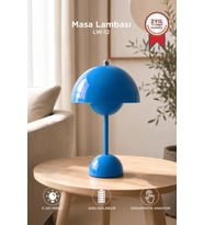Torima Yuvarlak Masa Lambası 3 Modlu Şarjlı Led Işıklı Gece Lambası LW12 Mavi