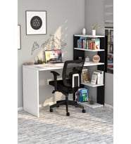 Çınar  Kitaplıklı Çalışma Masası Beyaz Siyah