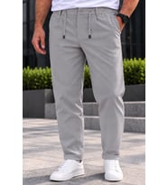 Erkek Esnek Diagonal Kumaş Jogger Pantolon Kemerli Fermuarlı Düğmeli Beli Lastikli Rahat Kesim Şık Spor Günlük Erkek Pantolon
