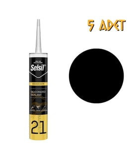 Selsil Silikonize Mastik SİYAH 500 gr. - 5 Adet