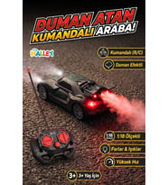 Duman Atan Kumandalı Araba 1:18 Ölçekli Yarış Arabası Işıklı R/C Oyuncak