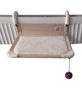 Cosy Comfort Kısa Kaloriferler için Kedi Kalorifer Yatağı (Krem, Keten, Medium, Katlanabilir, Folding, Stainless Steel Body)