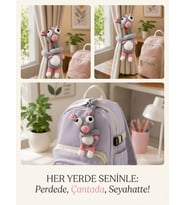 Çok Amaçlı Sevimli Fare Figürlü Peluş Oyuncak 40 cm Perde Çanta ve Valiz Tutucu Hediyelik Aksesuar