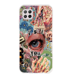 Huawei P40 Lite Uyumlu Aesthetic Kolaj Desenli Şeffaf Telefon Kılıfı