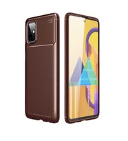 Samsung Galaxy M51 Kılıf Esnek Soft Karbon Tasarım Legion Serisi (Kahverengi)