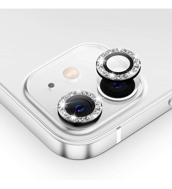 iPhone 12 Mini Uyumlu Swarovski Taşlı Kamera Lensi Koruma Camı Siyah