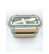 VAGONLIFE BL2221-2 PASLANMAZ ÇELİK YEMEK KABI - LUNCH BOX 2 KATLI 3 BÖLMELİ 1600 ML YEŞİL