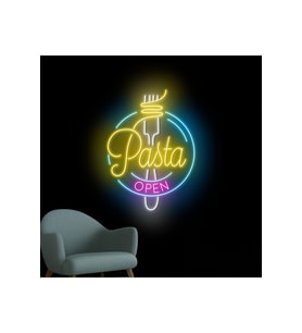 Pasta OPEN Yazılı ve Şekilli Neon Tabela