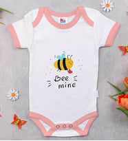 BK Kids Bee Mine Tasarımlı Pembe Bebek Body Zıbın-1