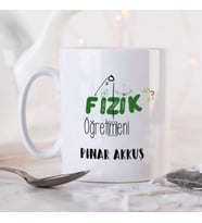 Kişiye Özel Fizik Öğretmeni Kupa Bardak HA13 (Beyaz - Beyaz)