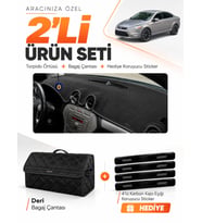 FORD MONDEO MK4 (2008-2014) Uyumlu Torpido Örtüsü + Deri Bagaj Çantası + Sticker Seti - Siyah