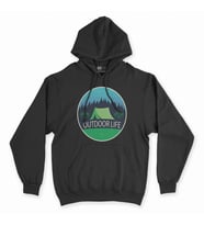 Outdoor Life Logolu Siyah Kapşonlu Sweatshirt Hoddie