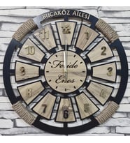 LAVİNTA54 -  KİŞİYE ÖZEL DEKORATİF AHŞAP DUVAR SAATİ