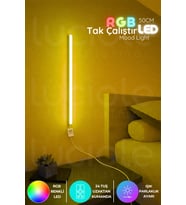 Şerit LED Uzaktan Kumandalı Led Abajur - Yatak Üstü, Tv Yanı ,oturma Odası - Rgb Çok Renkli 50 Cm Minia2