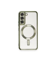 Samsun Galaxy S22 PLUS Kılıf Kamera Lens Korumalı Renkli Magsafe Şeffaf Kapak (Yeşil)