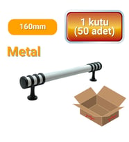50 Adet Halka Boru Siyah Beyaz Metal Mobilya Kulpu 160mm
