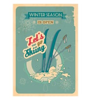 Hadi Kaymaya Gidelim Retro Poster. Vintage Stil Tasarım Tablo Ahşap Poster Dekoratif