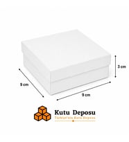9x9x3 cm Tam Kapaklı Selefonlu Süngerli Takı Kutusu - Beyaz (DEMONTE) (50 ADET)
