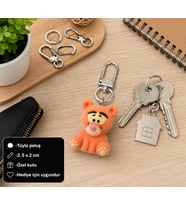 Sevimli Turuncu Kaplan Peluş Charm Anahtarlık – Çanta Süsü ve Hediye Aksesuarı