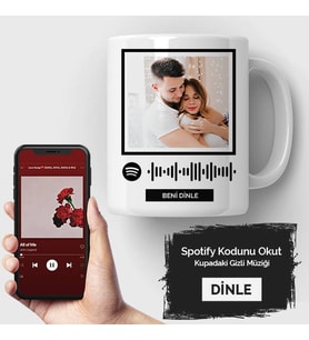 Sevgiliye Hediye Kişiye Özel Fotoğraflı Spotify Ses İzi Kupa Bardak