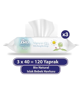 Bio Natural Islak Havlu Mendil 3x40 120 Yaprak