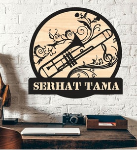 Saksafon Müzik Sanat Temalı Ahşap Duvar Tablo