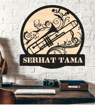 Saksafon Müzik Sanat Temalı Ahşap Duvar Tablo