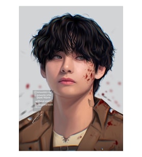 Taehyung - Titan'a Saldırı Tablo Ahşap Poster Dekoratif Kod1543