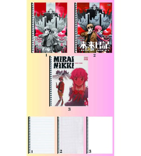 mirai nikki 3 adet defter A4 büyük boy 72 sayfa çizgili_kareli_çizgisiz defter seti