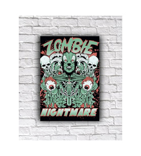 ombie Nightmare Poster Müzik Konsept Dekor Yazılı Tablo 3'lü set Tablo (19x28 cm)