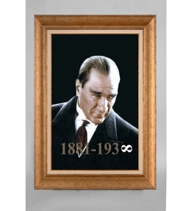 Altın Varaklı Paspartulu Çerçeveli Atatürk Tablo sd478