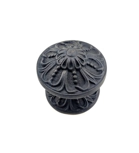 Antika Tarz Dekoratif Pirinç Çiçekli Kapı Tokmağı - 80 mm Çap, Oksit