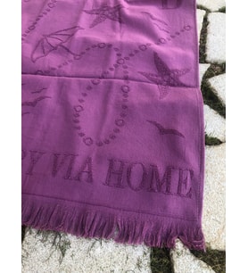 Plaj Havlusu Jakarlı 70x140 cm Mor