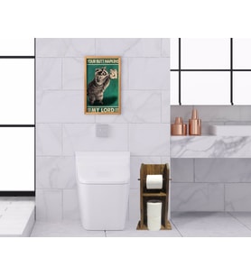 BK Home Doğal Masif Ahşap Tuvalet Kağıtlığı ve Dekoratif Retro Ahşap Tablo Seti-6 (Beyaz)