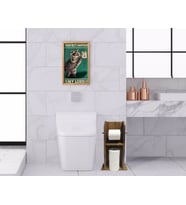 BK Home Doğal Masif Ahşap Tuvalet Kağıtlığı ve Dekoratif Retro Ahşap Tablo Seti-6 (Beyaz)