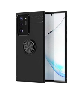Samsung Galaxy Note 20 Ultra Kılıf Mıknatıslı Yüzüklü Standlı Yumuşak Silikon Kapak Ravel (Siyah)