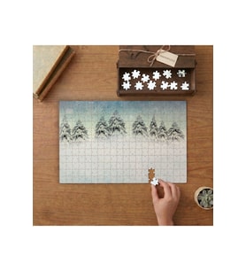 Karlı Çam Ağaçları- Doğa- Manzara Tasarımı 240 parça Ahşap Puzzle Ahşap Kutuda MP00001