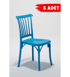 6 Adet Violet Mavi Sandalye / Balkon-Bahçe-Mutfak