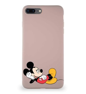 Apple iPhone 7 Plus Soft Premier Kapak Mickey Mouse-F Tasarımlı Silikon Kılıf - Pudra (Şeffaf)