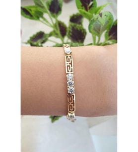 ÇELİK BİLEKLİK XUPİNG KARE TEK  TAŞLI 14 AYAR GOLD RENGİNDE SAVOROSKİ TAŞLI 17+2 CM FMACCESORİES