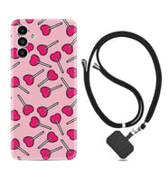 Samsung A23 A31 A32 A50 A51 A52 A53 A70 Kılıf Boyun Askılı Silikon Heart Lollipop 1414
