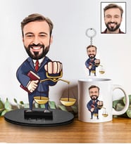 Kişiye Özel Avukat Tasarımlı Karikatür Biblo Anahtarlık Ve Kupa Hediye Seti 84