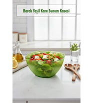 Barok Yeşil Orta Boy Kare Kase & Sunum Kasesi - 1,5 Lt