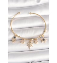 Pirinç Gold Renk Sallantı Zirkon Taşlı Kutup Yıldız Model Charm Model Kadın Bileklik