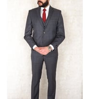 Jan Carlucci Yünlü Slimfit Yelekli Drop 6 Takım (Koyu Gri)